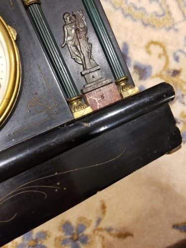 Vintage Sessions MANTLE CLOCK Columns Women Harps Black Gold Cathedral Old *READ - Thumbnail 7