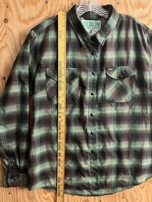 Dixxon Shirt Womens XL Green Black Plaid Snap Flannel Stay Gravity Grounded GC - Thumbnail 7