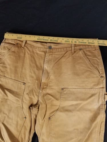 Carhartt B136 BRN Double Knee Carpenter Work Pants Mens 40x34 (Fits 38x33) EUC - Thumbnail 10