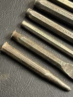 7 Lot Plomb Tools Craftsman Cold Chisels Punches Drifts Bolt Extractor USA Set - Thumbnail 3