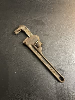 Vintage RIDGID 8 Inch Pipe Wrench Monkey The Ridge Tool Co. USA Oil Hardened 4H - Image 1