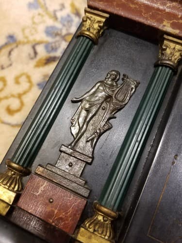 Vintage Sessions MANTLE CLOCK Columns Women Harps Black Gold Cathedral Old *READ - Thumbnail 4