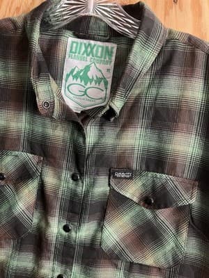 Dixxon Shirt Womens XL Green Black Plaid Snap Flannel Stay Gravity Grounded GC - Thumbnail 4