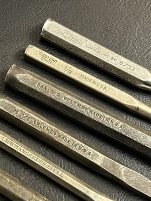 7 Lot Plomb Tools Craftsman Cold Chisels Punches Drifts Bolt Extractor USA Set - Thumbnail 2