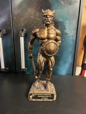 Niels Andersen Bodybuilder Muscle Viking Trophy Sculpture Statue 14" 1999 Award - Image 1
