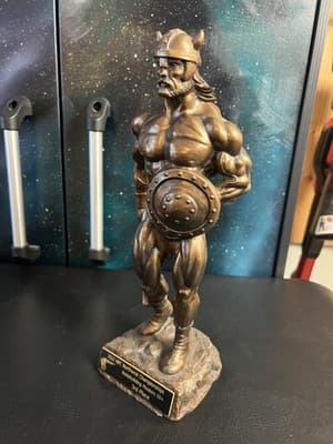 Niels Andersen Bodybuilder Muscle Viking Trophy Sculpture Statue 14" 1999 Award - Thumbnail 6