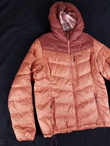 Outdoor Research Transcendent Down Hoody Womens XL Puffer Orange Pink Puff Zip - Thumbnail 3