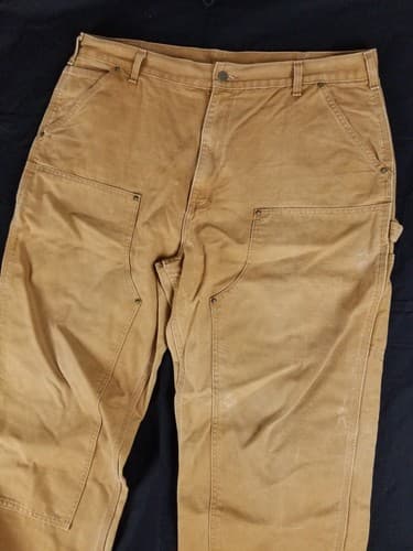 Carhartt B136 BRN Double Knee Carpenter Work Pants Mens 40x34 (Fits 38x33) EUC - Thumbnail 2
