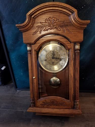 Vtg 90 Howard Miller Wood Wall Pendelum Clock 613300 Bell Chime 1051-030 613-300 - Thumbnail 6