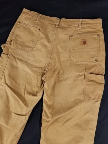 Carhartt B136 BRN Double Knee Carpenter Work Pants Mens 40x34 (Fits 38x33) EUC - Thumbnail 8