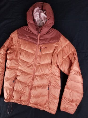 Outdoor Research Transcendent Down Hoody Womens XL Puffer Orange Pink Puff Zip - Thumbnail 2