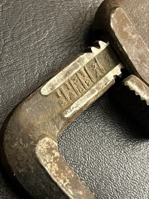 Vintage RIDGID 8 Inch Pipe Wrench Monkey The Ridge Tool Co. USA Oil Hardened 4H - Thumbnail 5