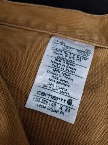 Carhartt B136 BRN Double Knee Carpenter Work Pants Mens 40x34 (Fits 38x33) EUC - Thumbnail 4