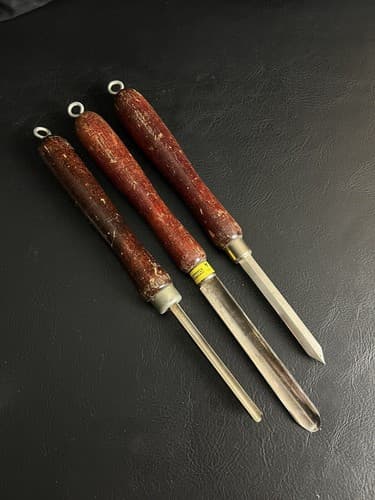 Vintage Craftsman’s Wood Lathe Turning Tools, USA Lot Of 3 Chisels Blades Knives - Image 1