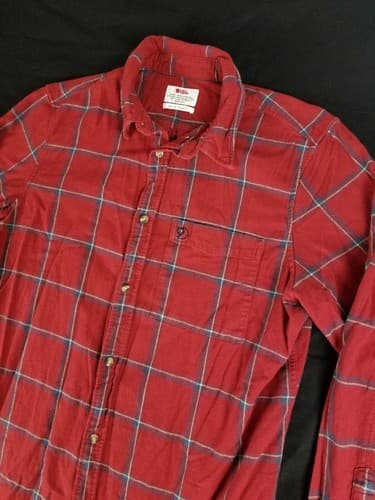 FjallRaven Ovik Comfort Button Up Shirt Mens L Red Oak Long Sleeve Lumberjack - Thumbnail 2