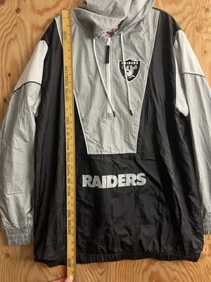NWT Oakland Raiders Mitchell & Ness Jacket NFL Retro 1/2 Zip Mens XL Throwbacks - Thumbnail 8