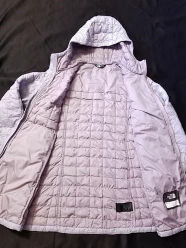 The North Face Girls ThermoBall Eco Hoody Parka Puff L Grey Lavender Purple - Thumbnail 5