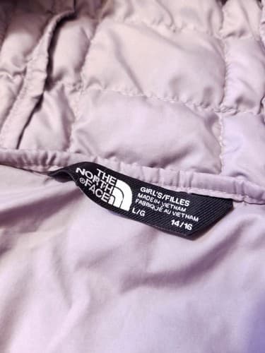 The North Face Girls ThermoBall Eco Hoody Parka Puff L Grey Lavender Purple - Thumbnail 6