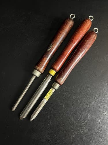 Vintage Craftsman’s Wood Lathe Turning Tools, USA Lot Of 3 Chisels Blades Knives - Thumbnail 9