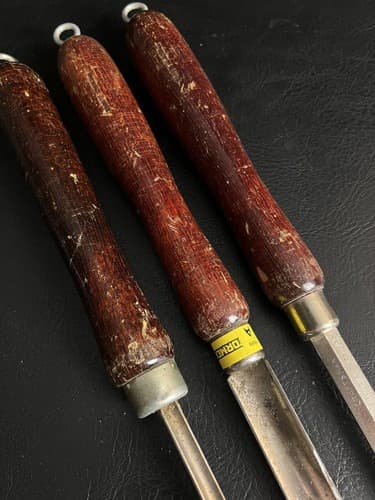 Vintage Craftsman’s Wood Lathe Turning Tools, USA Lot Of 3 Chisels Blades Knives - Thumbnail 3