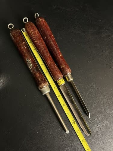 Vintage Craftsman’s Wood Lathe Turning Tools, USA Lot Of 3 Chisels Blades Knives - Thumbnail 12