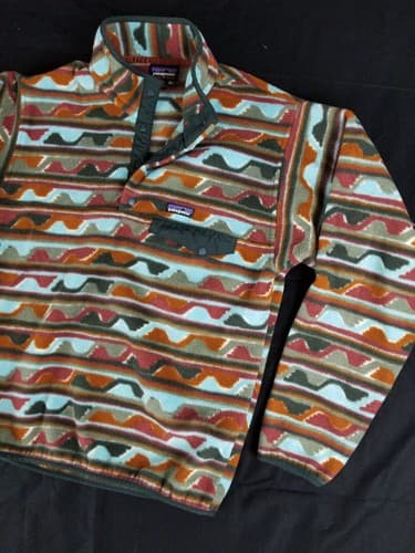 Patagonia Synchilla Sweater Men's M Delta Cinder Red Southwestern Snap Aztec - Thumbnail 2