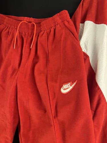 VTG Rare NIKE JORDAN Air Flight Jumpman M Track Jacket/Pants Suit Red White USA - Thumbnail 4
