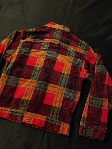 RARE 1970s Vintage Levis Bedford Corduroy Shirt Jacket Womens Small 18 Red Plaid - Thumbnail 6