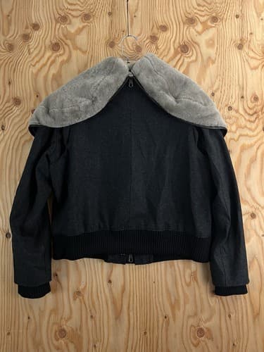 rag & bone Jacket Womens 10 Black Coat Split Hood Shearling Fur Collar Cashmere - Thumbnail 11