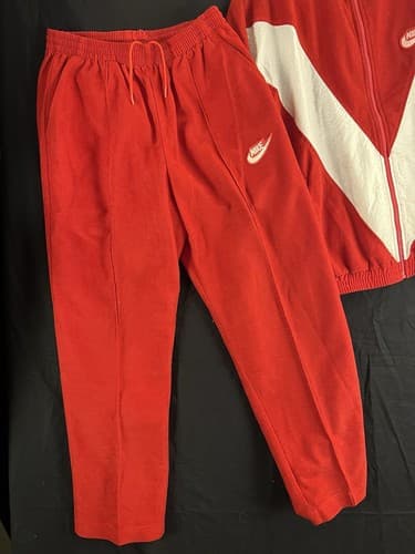 VTG Rare NIKE JORDAN Air Flight Jumpman M Track Jacket/Pants Suit Red White USA - Thumbnail 3