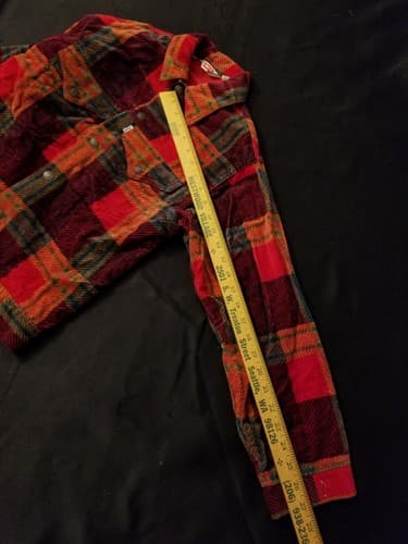RARE 1970s Vintage Levis Bedford Corduroy Shirt Jacket Womens Small 18 Red Plaid - Thumbnail 10
