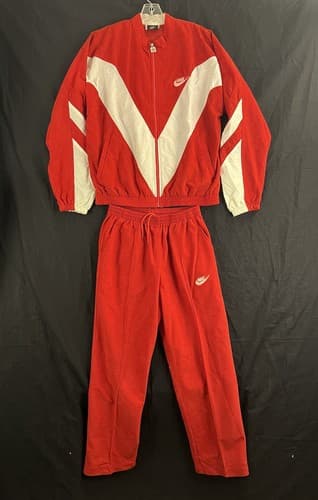 VTG Rare NIKE JORDAN Air Flight Jumpman M Track Jacket/Pants Suit Red White USA - Thumbnail 19