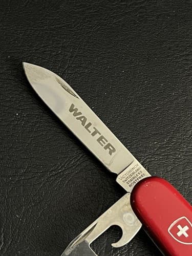 Victorinox Officer Swiss Army Folding Knife “Walter” Red Rostfrei Utility 6 Vtg - Thumbnail 2