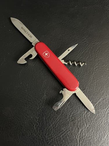 Victorinox Officer Swiss Army Folding Knife “Walter” Red Rostfrei Utility 6 Vtg - Thumbnail 3