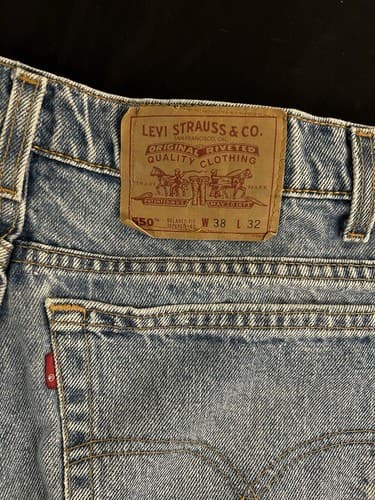 Vtg 90s Levis 550 Blank Tab Light Wash Jeans Size Fits 38x32 *36x31 USA Tapered - Thumbnail 9