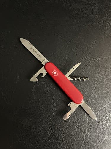 Victorinox Officer Swiss Army Folding Knife “Walter” Red Rostfrei Utility 6 Vtg - Image 1