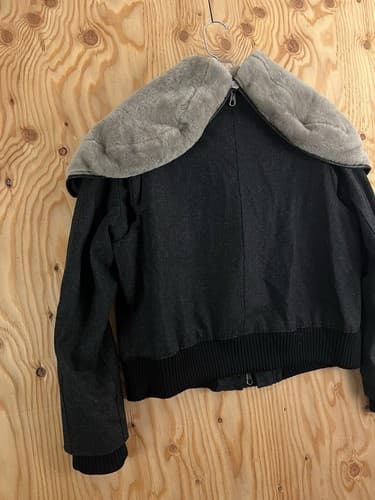 rag & bone Jacket Womens 10 Black Coat Split Hood Shearling Fur Collar Cashmere - Thumbnail 13