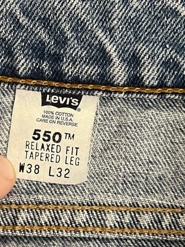 Vtg 90s Levis 550 Blank Tab Light Wash Jeans Size Fits 38x32 *36x31 USA Tapered - Thumbnail 4