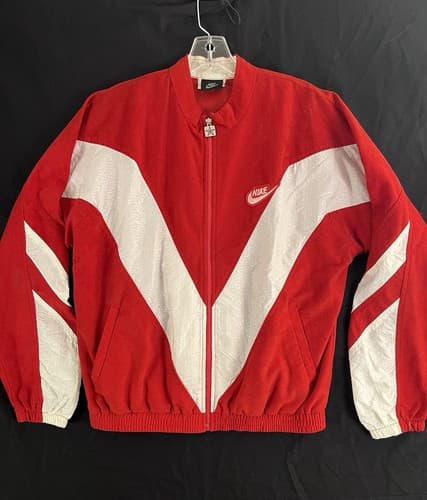 VTG Rare NIKE JORDAN Air Flight Jumpman M Track Jacket/Pants Suit Red White USA - Thumbnail 2