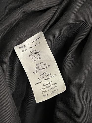 rag & bone Jacket Womens 10 Black Coat Split Hood Shearling Fur Collar Cashmere - Thumbnail 7