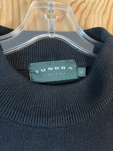 VTG Tundra Canada Sweater Mens XL Solid Black Cosby Tight Knit Crew Neck - Thumbnail 3