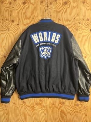 League of Legends Mens XL 23 WORLDS Varsity Jacket LOL Wool /Leather Bomber - Image 1
