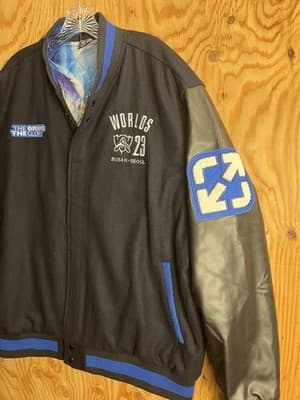 League of Legends Mens XL 23 WORLDS Varsity Jacket LOL Wool /Leather Bomber - Thumbnail 9
