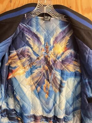 League of Legends Mens XL 23 WORLDS Varsity Jacket LOL Wool /Leather Bomber - Thumbnail 4
