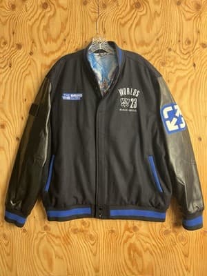League of Legends Mens XL 23 WORLDS Varsity Jacket LOL Wool /Leather Bomber - Thumbnail 2