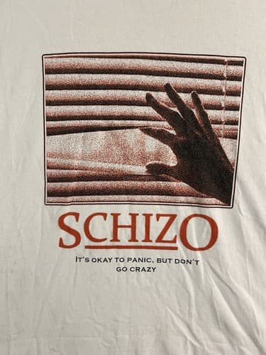 Vtg Schizo Band Shirt Mens S/ M Punk Metal It’s Ok To Panic, But Don’t Go Crazy - Thumbnail 2