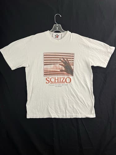 Vtg Schizo Band Shirt Mens S/ M Punk Metal It’s Ok To Panic, But Don’t Go Crazy - Image 1