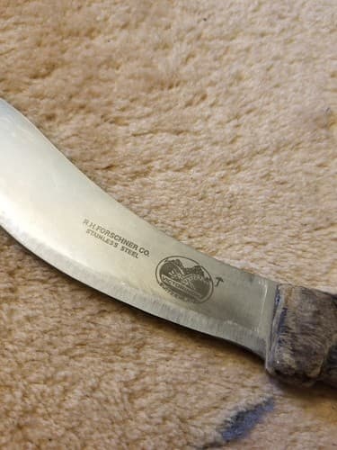 Vtg 1960's R.H. FORSCHNER VICTORINOX SWITZERLAND Skinning 5" Blade Knife Wood - Thumbnail 5