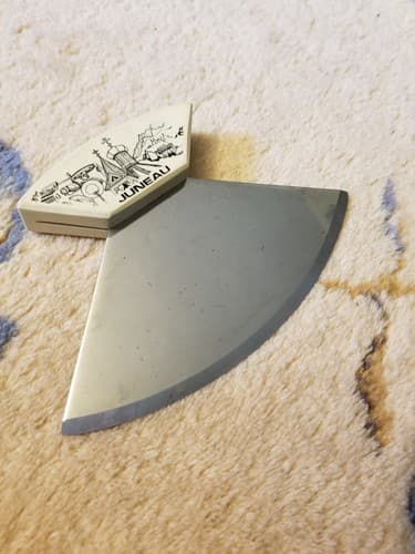 Rare Juneau Alaska Ulu Knife Handle Alaskan Vintage Sharp Chopping Blade - Thumbnail 3