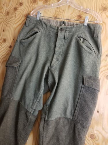 VTG 1942 Swedish WWII Army Pants Thick WOOL Sweden Military Cargo 100U 36x29 - Thumbnail 2